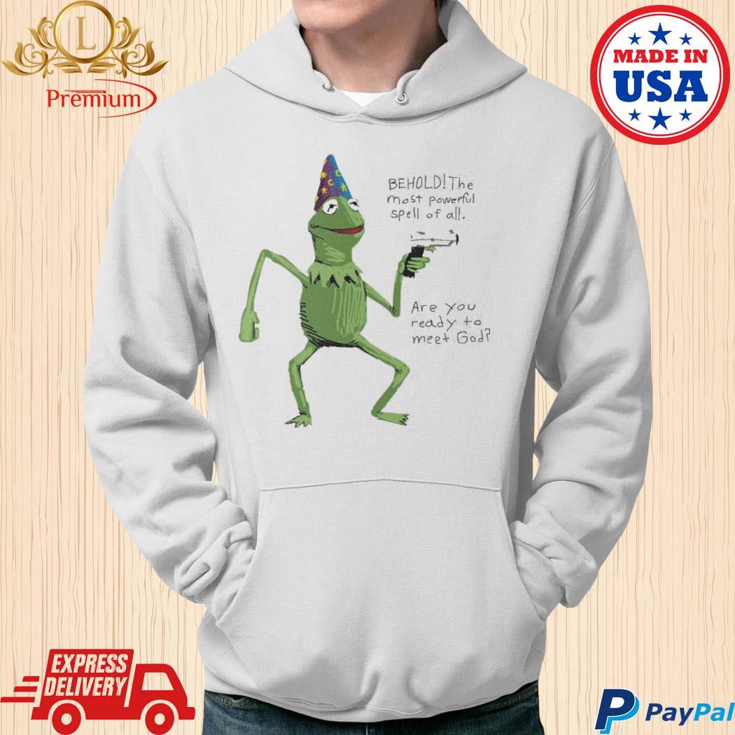 Official Wizard Kermit With Gun Behold The Most Powerful Spell Of All Shirt Hoodie