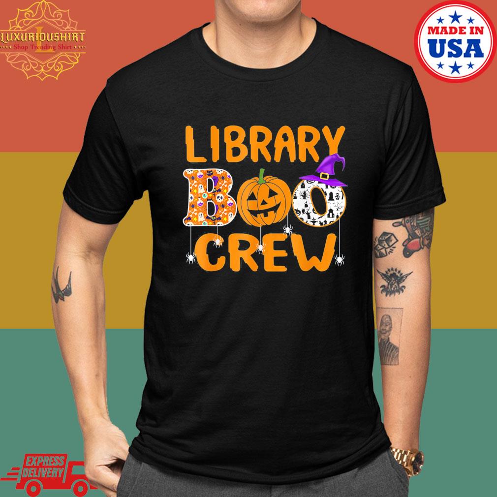 Official Library boo crew school librarian Halloween shirt