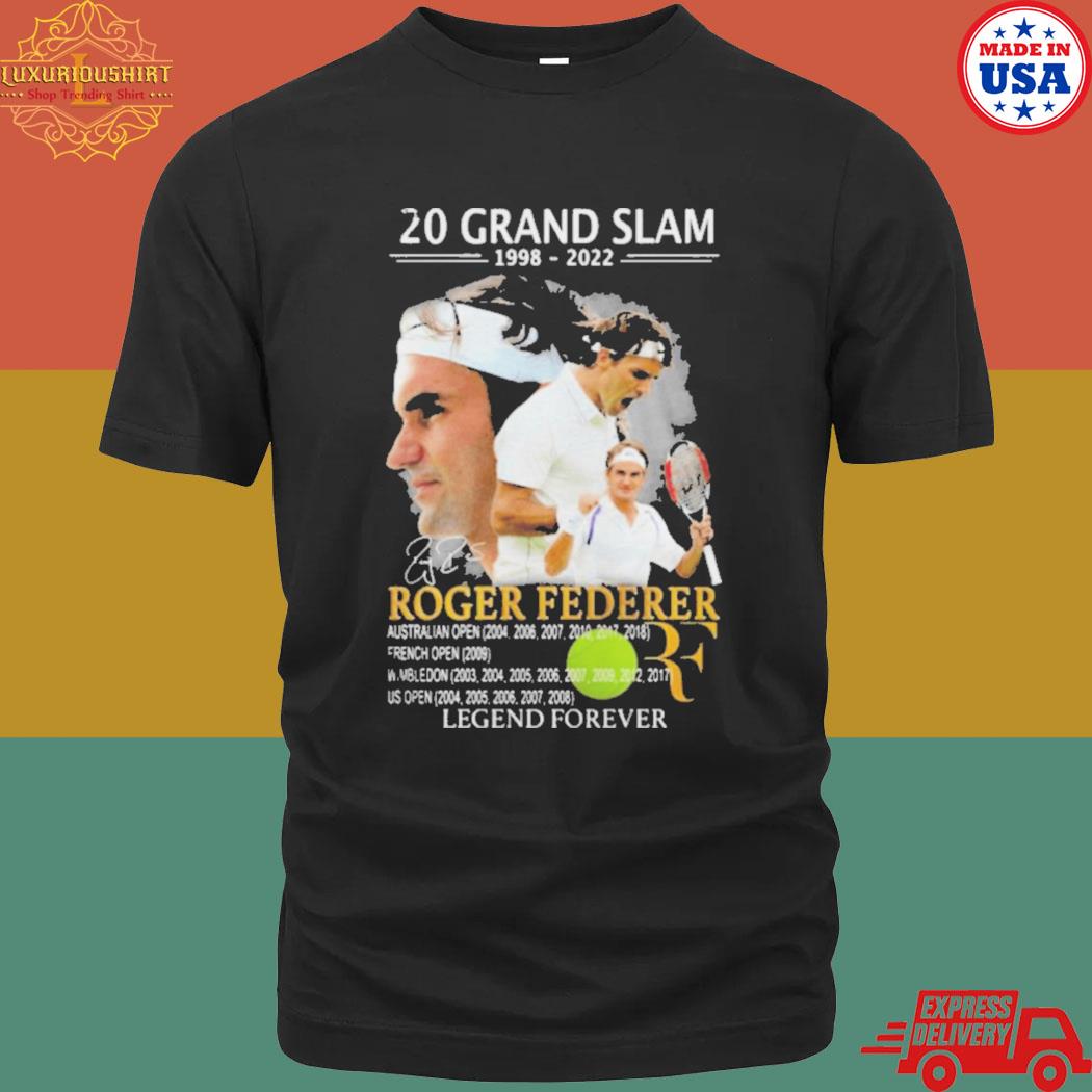 Official 20 Grand Slam 1998-2022 Roger Federer legend forever signature shirt