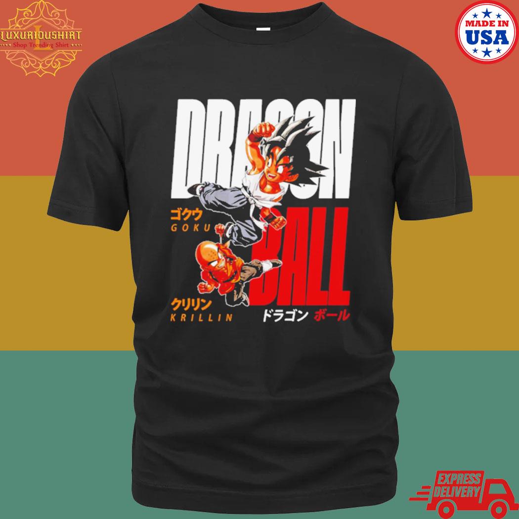 Official dragon ball young goku and krillin japanese typo shirt