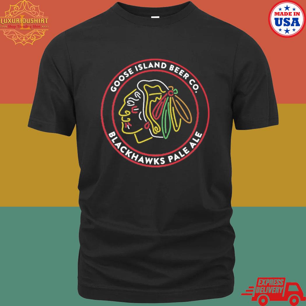 Official goose Island Blackhawks Pale ale logo T-shirt