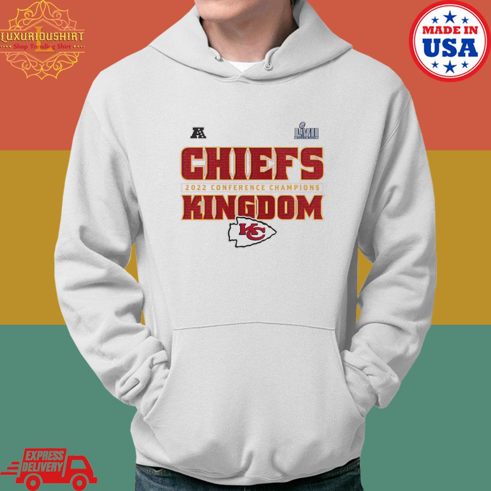 Official Kansas City Chiefs Fanatics Branded 2022 Afc Champions Team Slogan T-s Hoodie