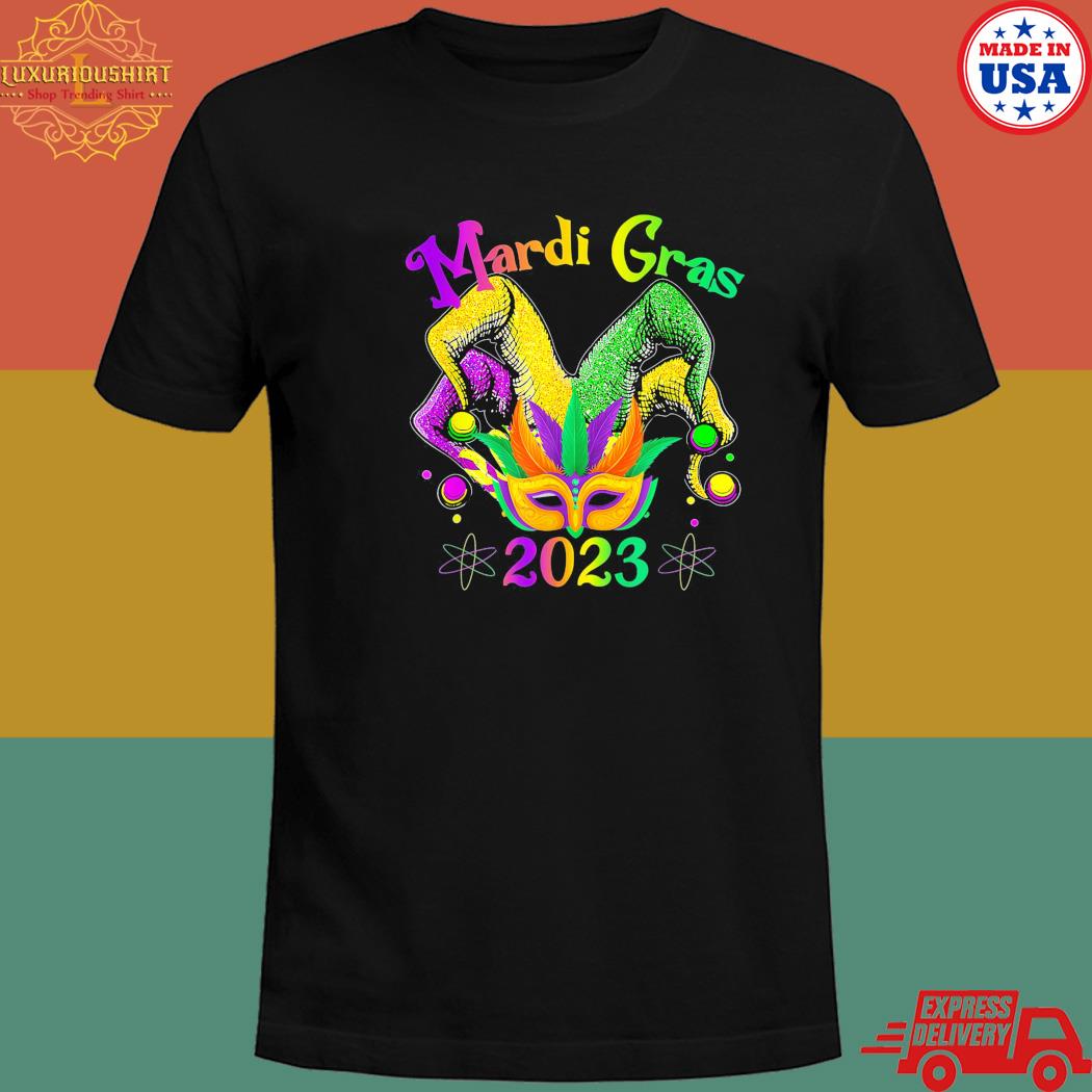 Official MardI gras 2023 costume with mask cute jester hat mardI gras T-shirt