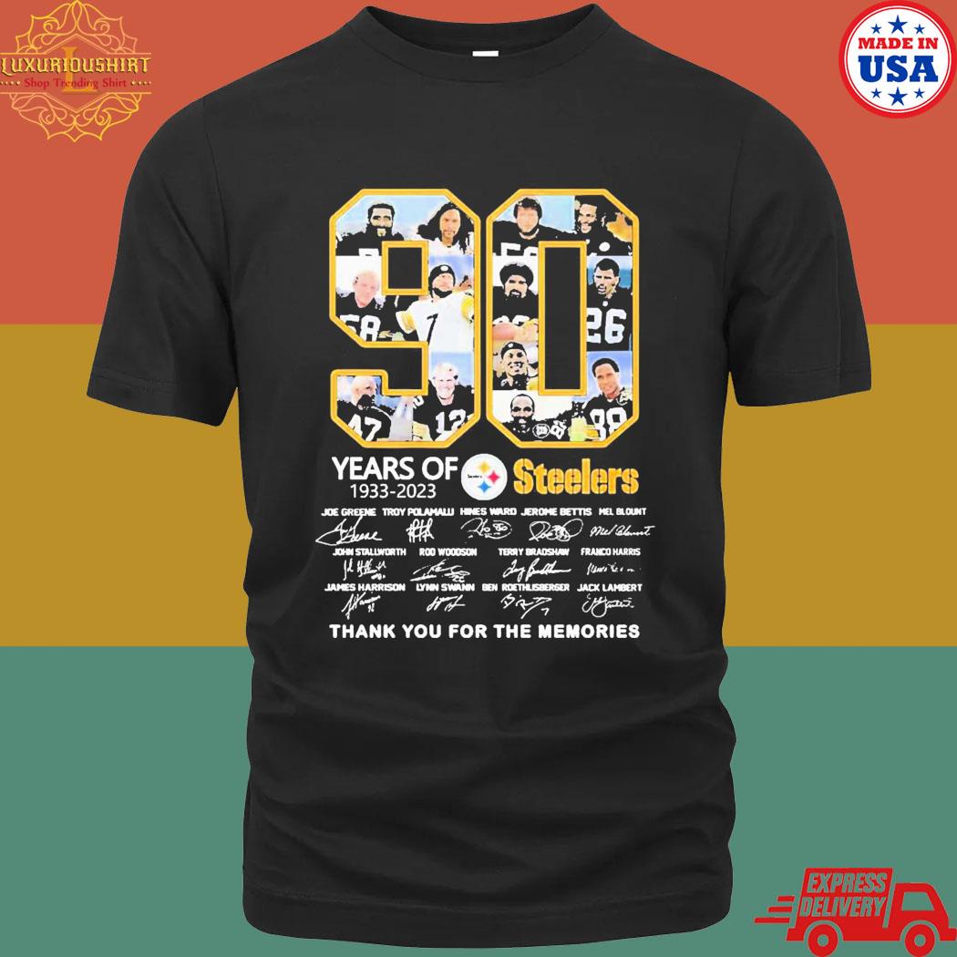 Official Steelers 90 Years Of 1933- 2023 Thankyou For The Memories Shirt