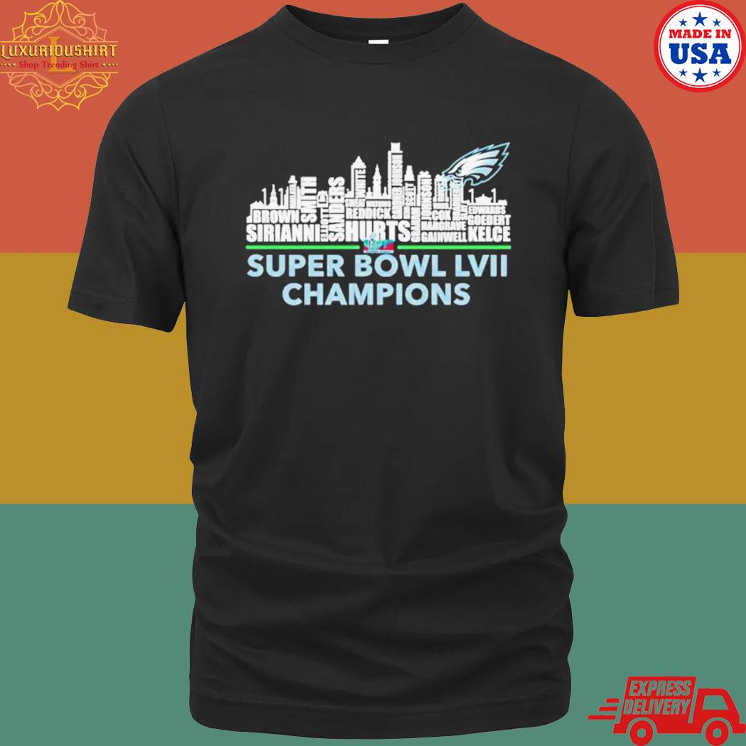 Philadelphia Eagles Players Names Skyline Super Bowl Lvii Champions Shirt