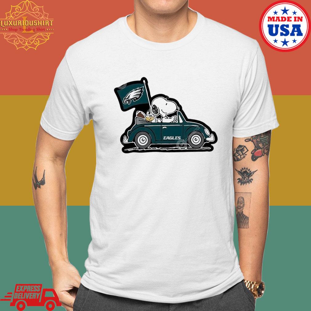 Philadelphia Eagles Snoopy And Woodstock Drive Car 2023 Super Bowl Shirt