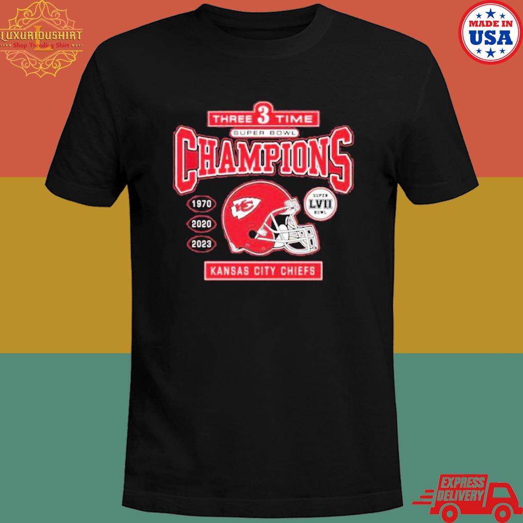 Three time super bowl champions 1970 2021 2023 Kansas city Chiefs shirt