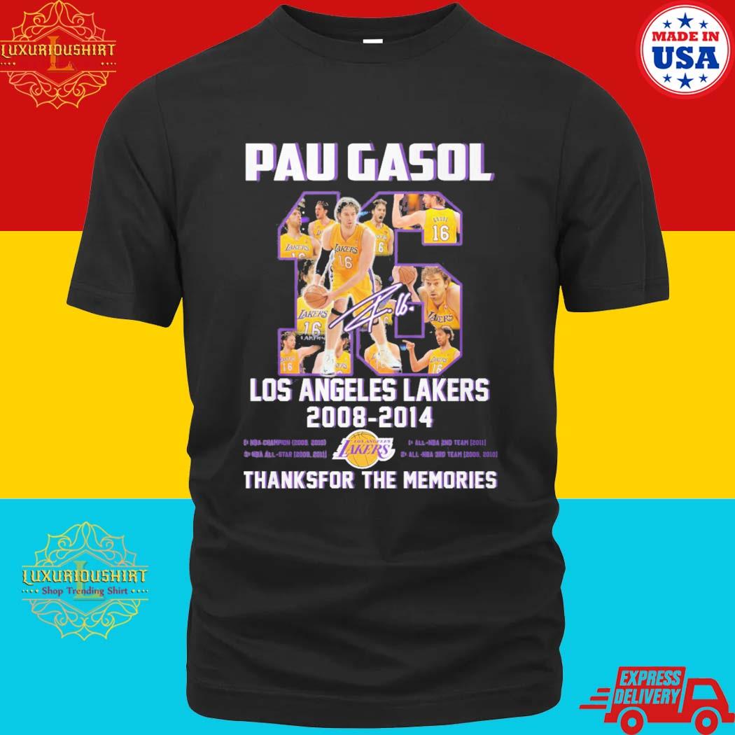 Official Pau Gasol Los Angeles Lakers 2008 2014 Thanks For The Memories Shirt