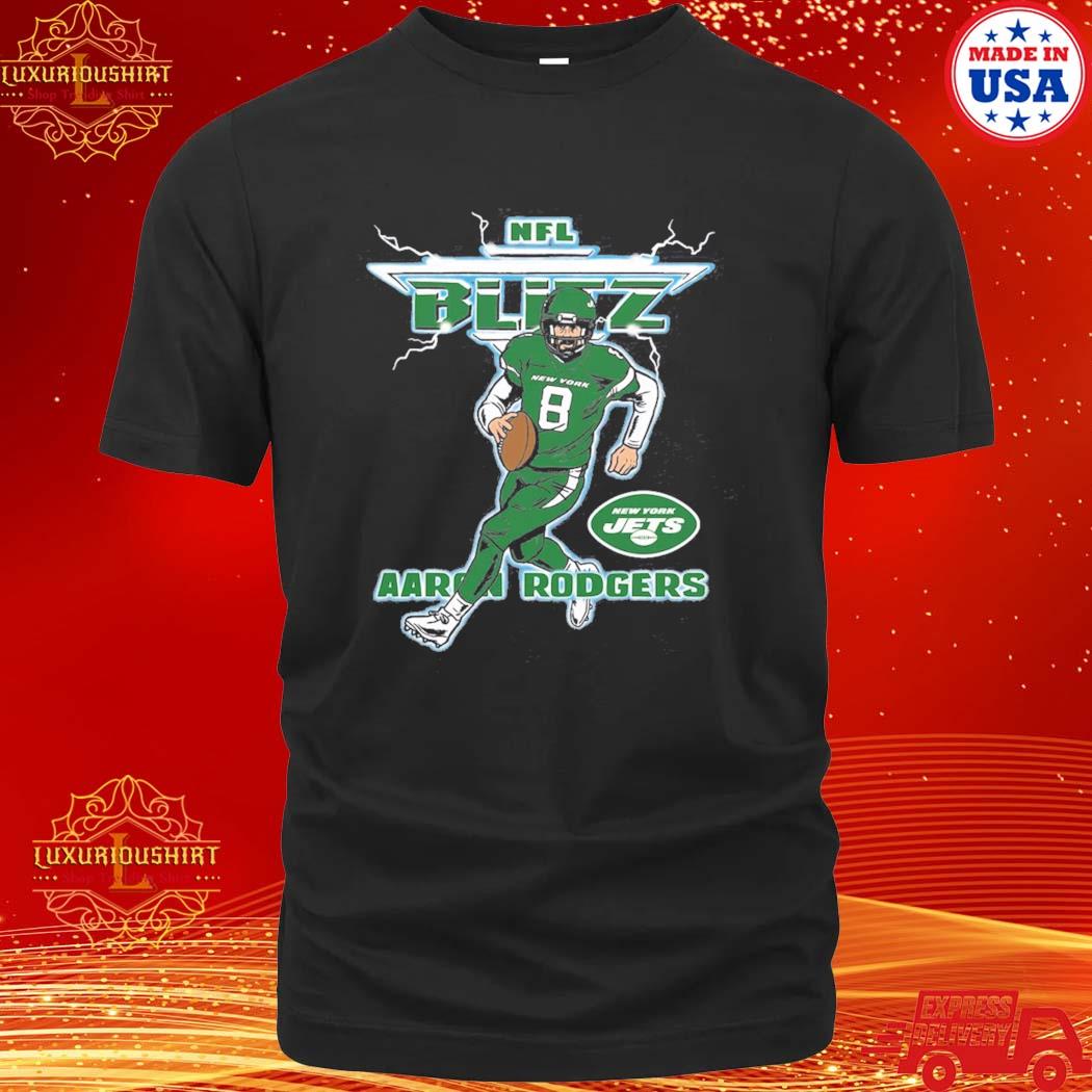Official Aaron Rodgers New York Jets Homage Blitz T-Shirt