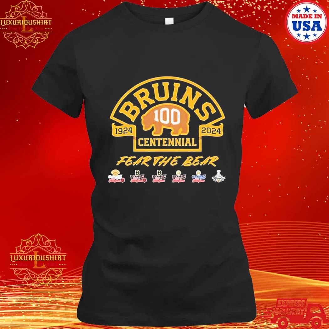 Boston Bruins 100 year 1924 2024 centennial fear the bear shirt, hoodie,  sweater, long sleeve and tank top