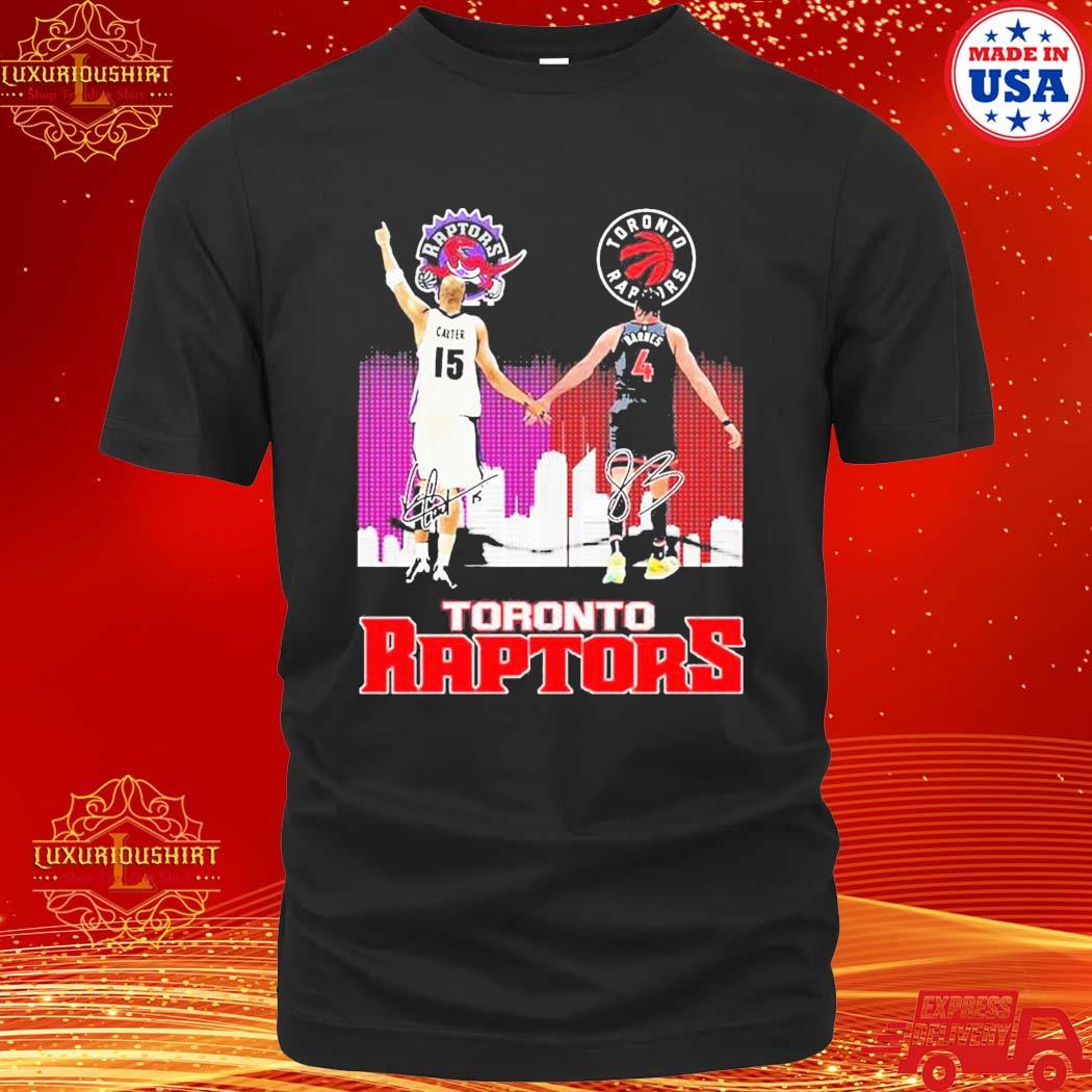 Official Vince Carter And Scottie Barnes Toronto Raptors Skyline Signatures Shirt