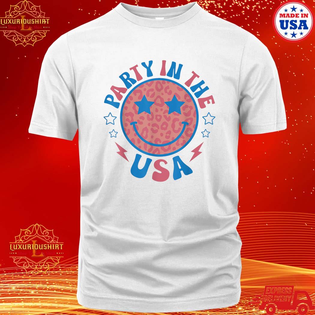  Women's Party in the USA 4th of July Preppy Smile T