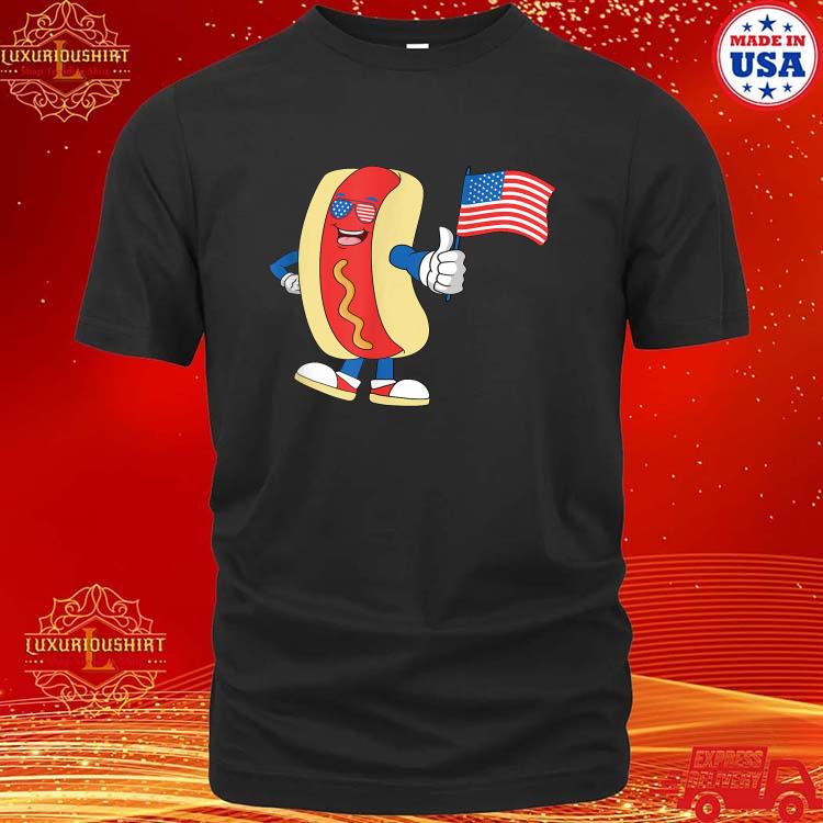 Official patriotic Hot dog American Flag USA 4th Of July Fourth T-Shirt