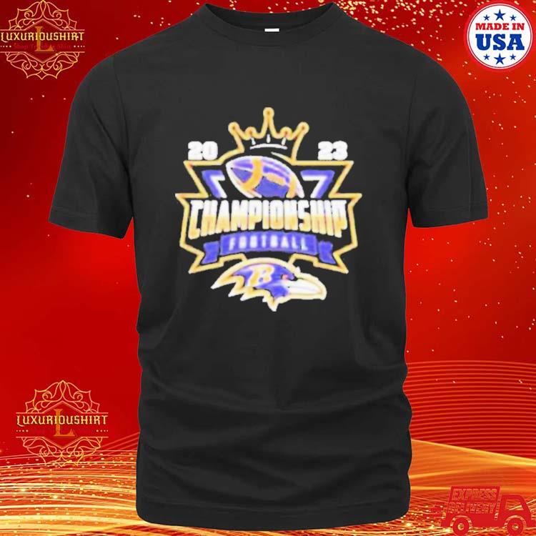 Official Baltimore Ravens Football Nfl 2023 Championship Crown Logo Shirt