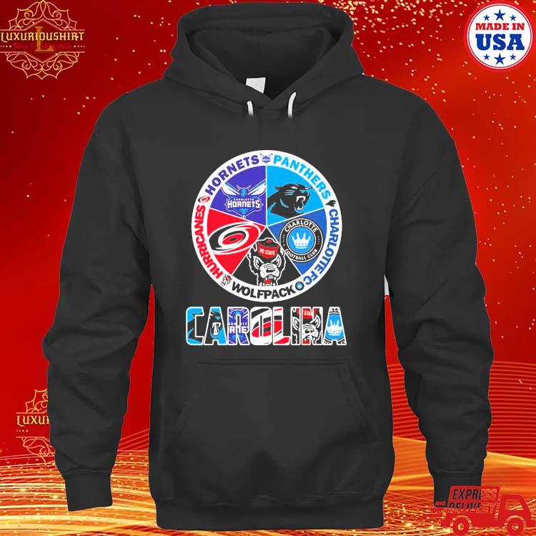 Official Carolina Sports Teams Hornets Panthers Charlotte Fc Wolfpack And Hurricanes Shirt hoodie