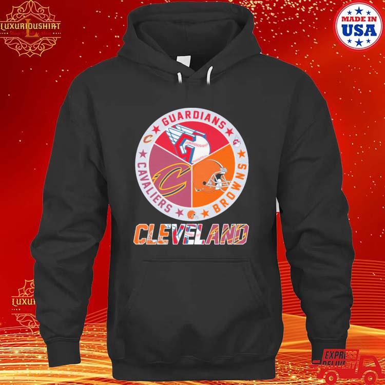 Official Cleveland Browns Cleveland Guardians And Cleveland Cavaliers Logo 2023 Shirt hoodie