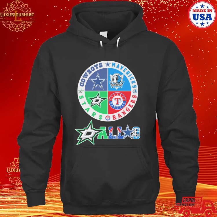 Official Dallas Stars Dallas Rangers Dallas Cowboys And Dallas Mavericks Logo 2023 Shirt hoodie