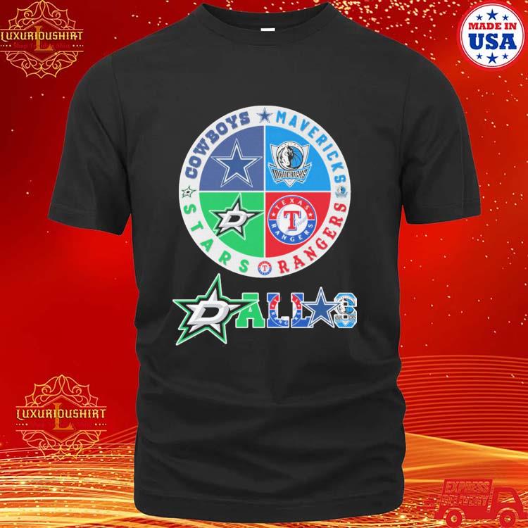 Official Dallas Stars Dallas Rangers Dallas Cowboys And Dallas Mavericks Logo 2023 Shirt