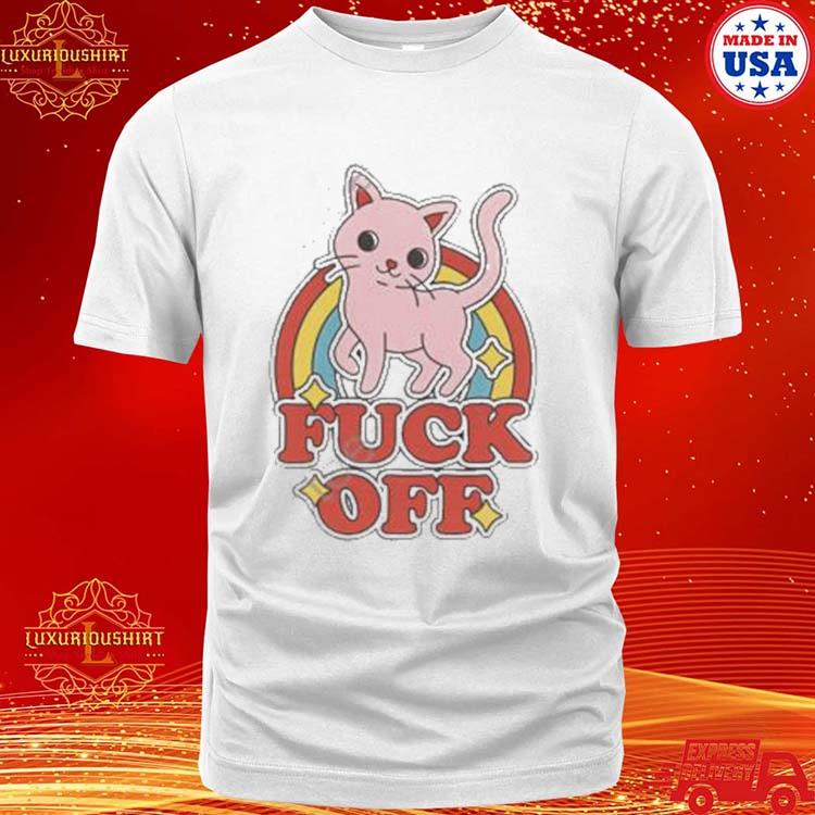 Official Fuck Off Cat Kitten Rainbow Shirt