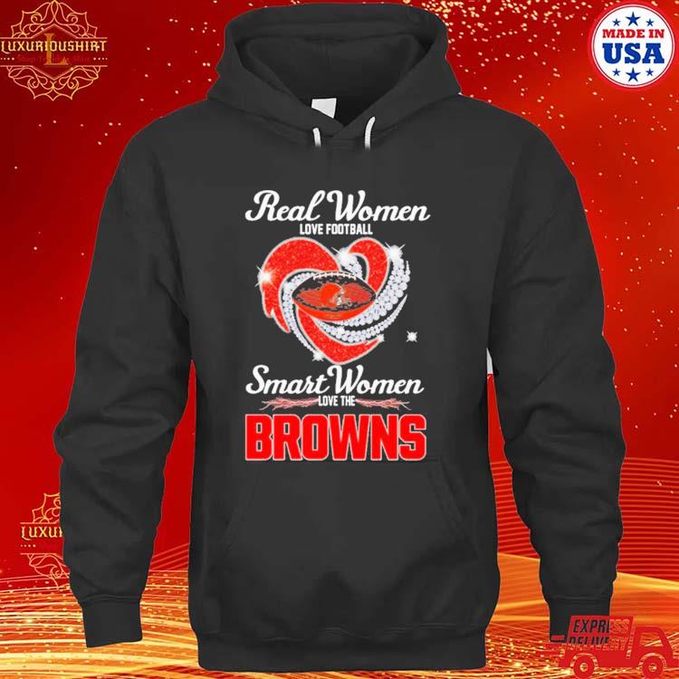 Official real women love Football smart women love the Cleveland browns  champions diamond heart T-shirts, hoodie, tank top, sweater and long sleeve  t-shirt