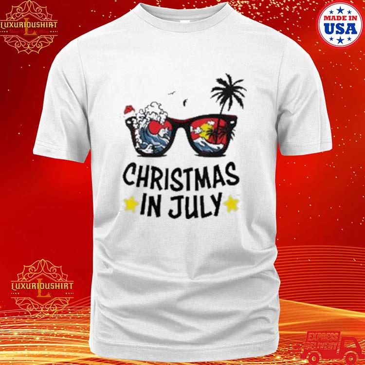 Official Sunglasses Christmas In July Santa Hat Summer Vacation Funny Shirt