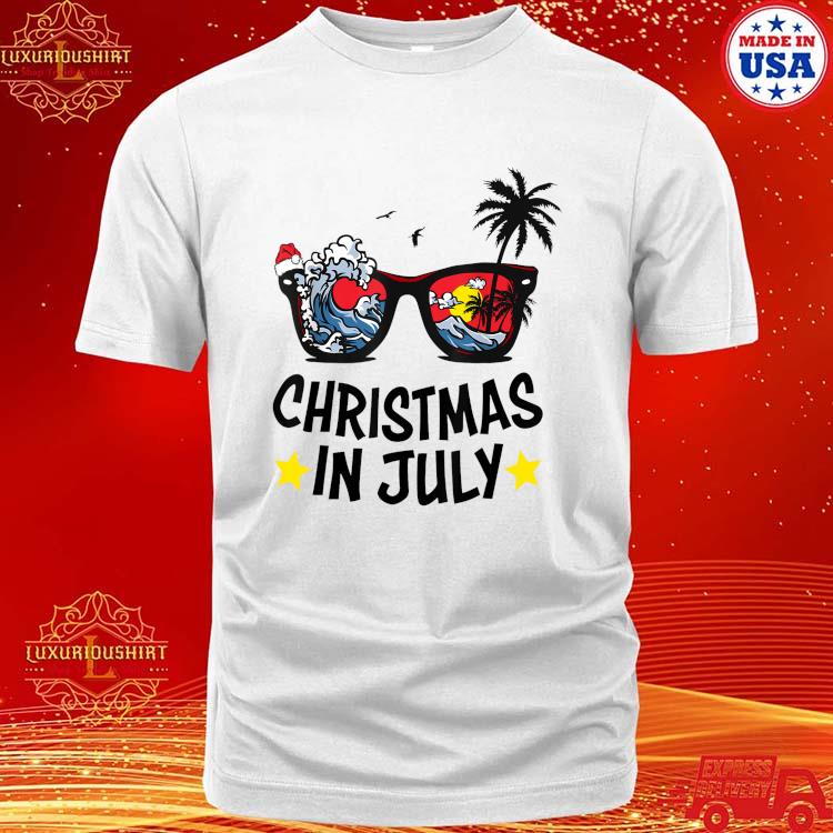 Official Sunglasses Christmas In July Santa Hat Summer Vacation T-shirt