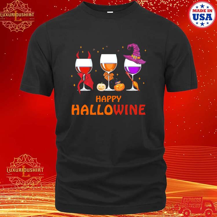 Official Halloween Wine Glasses Happy Hallowine T-shirt