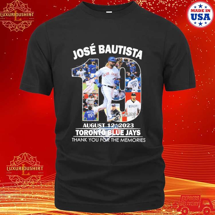 Official jose Bautista 19 August 12 2023 Toronto Blue Jays Thank You For  The Memories Shirt