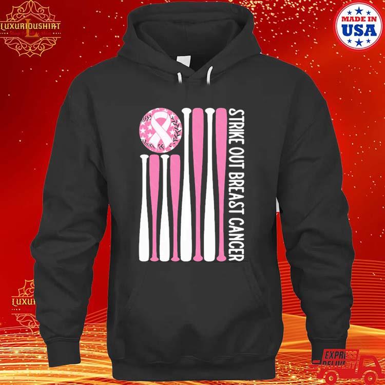 Official Strike Out Breast Cancer Baseball Pink American Flag Shirt hoodie