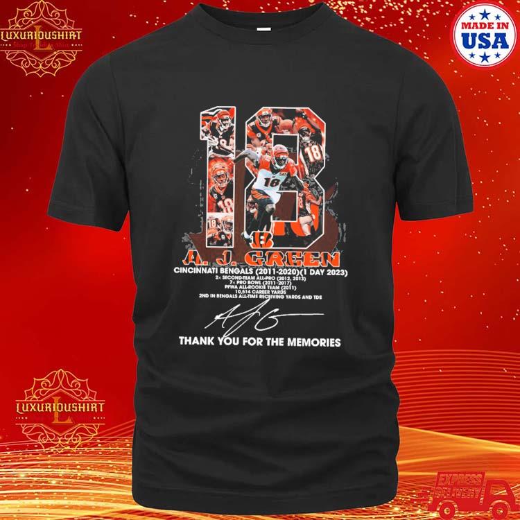 A. J. Green Cincinnati Bengals thank you for the memories signature shirt,  hoodie, sweater, long sleeve and tank top