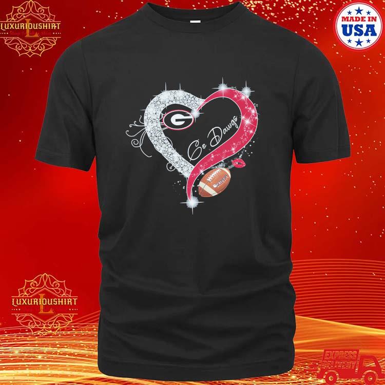 Official Georgia Bulldogs Go Dawgs Diamond Heart Basketball Ball T-shirt