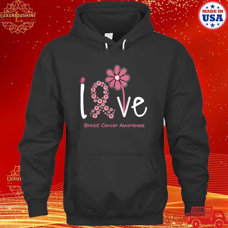 Official Love Breast Cancer Pink Ribbon Floral T-Shirt hoodie
