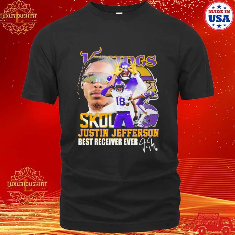 Justin Jefferson 18 In Action American football wide receiver for the  Minnesota Vikings T-Shirt - Guineashirt Premium ™ LLC