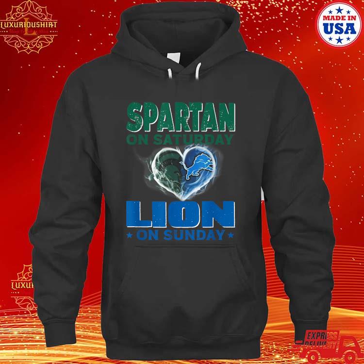 Official Spartan on Saturday Lion on Sunday Detroit T-Shirt hoodie