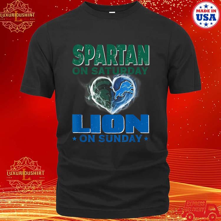 Official Spartan on Saturday Lion on Sunday Detroit T-Shirt