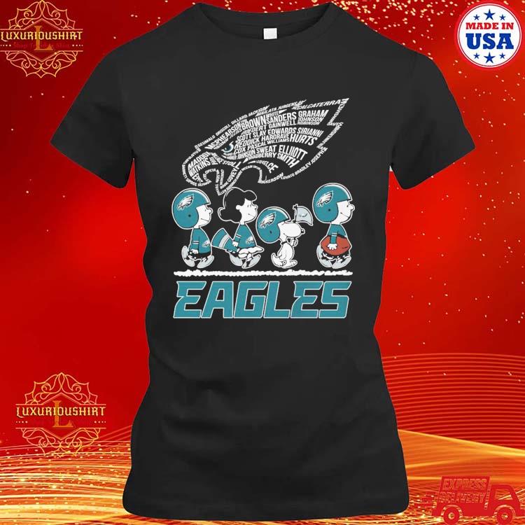 Peanuts characters walking Philadelphia Eagles big logo shirt - Limotees