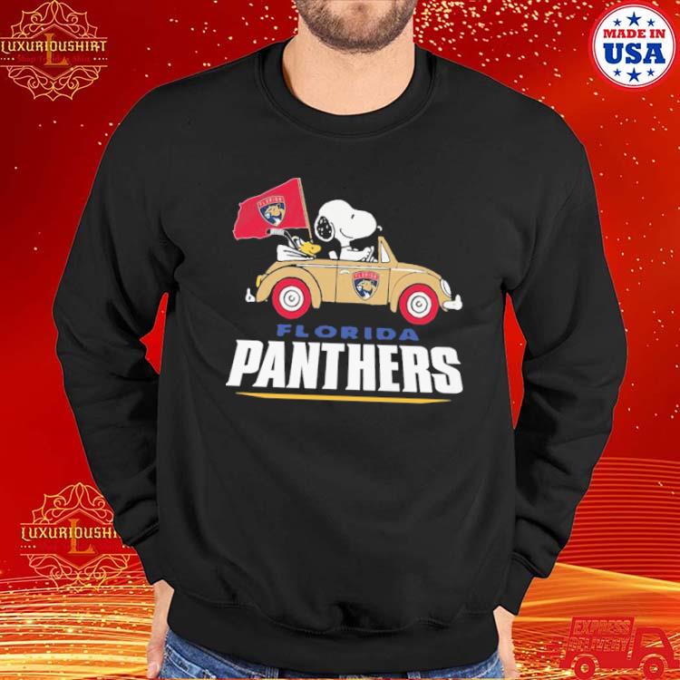 Buy Snoopy And Woodstock Driving A Car Panthers Shirt For Free