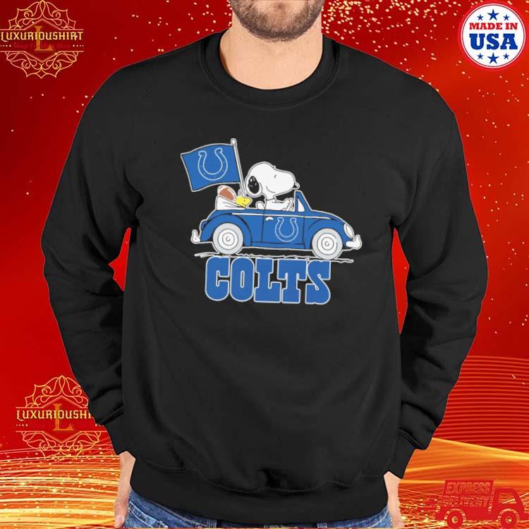 Indianapolis Colts football Snoopy dog drives Volkswagen car shirt