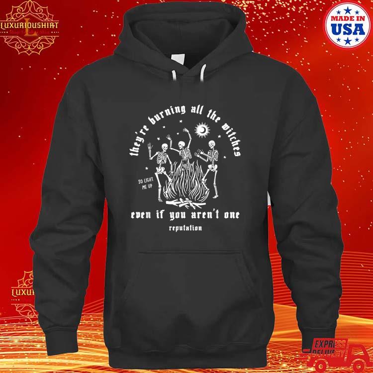 Official They're Burning All The Witches Halloween Skeleton Dancing T-Shirt hoodie