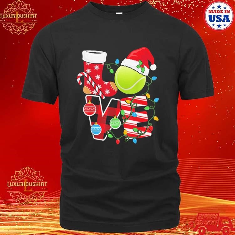 Official Christmas Tennis Love Tennis Santa Hat Tennis Christmas T-shirt
