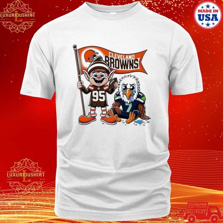 Official Cleveland Browns Defeat Philadelphia Eagles Crying Mascot And Flag T-shirt