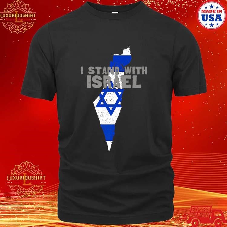 Official I Stand With Israel Map Flag Jerusalem Hebrew Jew Israelite T-Shirt
