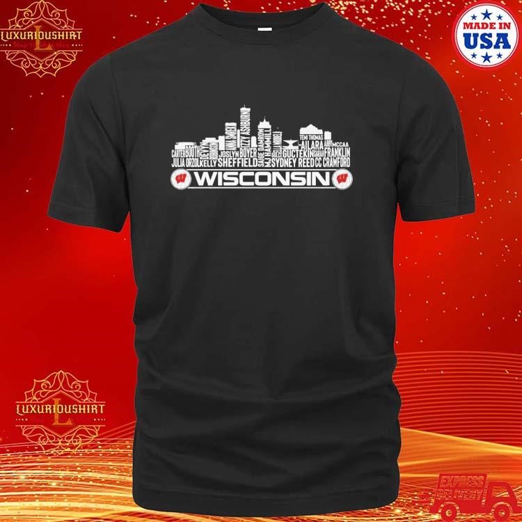 Official Wisconsin Badgers Name Player City Champion T-shirt