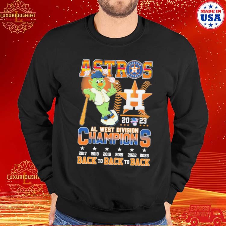 Houston Astros Orbit Mascot Back 2 Back 2 Back 2021-2022-2023 AL West  Champions Shirt, hoodie, sweater and long sleeve