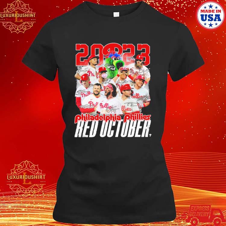 Red October 2023 Nlcs Philadelphia Phillies Mascot T-shirt Ladies Tee