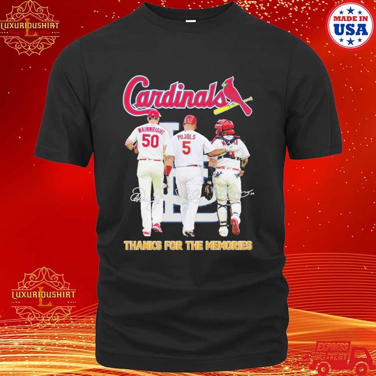 St. Louis Cardinals Wainwright Pujols And Molina Thank You For The Memories  signatures shirt, hoodie, sweater, long sleeve and tank top