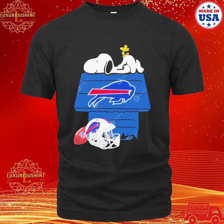 Charlie Brown Snoopy dog and Woodstock with Buffalo Bills helmet shirt,  hoodie, sweater and v-neck t-shirt