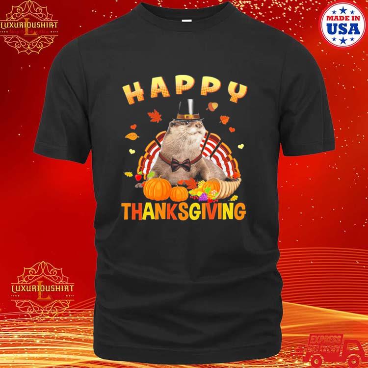Official funny Otter Turkey Pilgrim Tees For Boys Girls Thanksgiving T-shirt