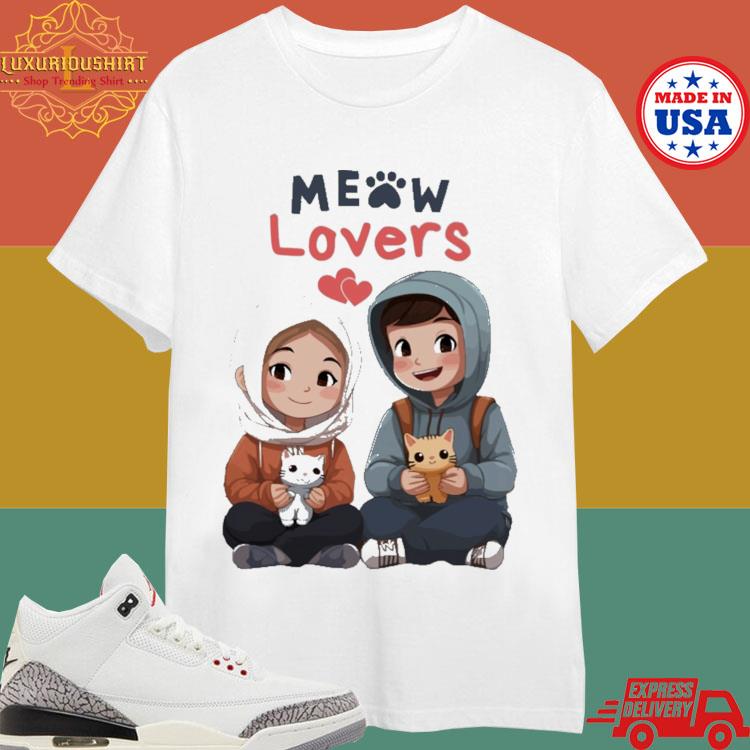 Official Cute Boy And Girl Meow Lovers T-shirt