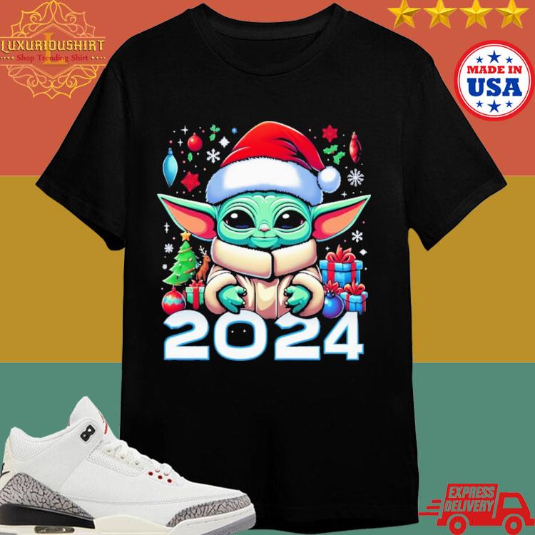 Official Cute Christmas Baby Yoda 2024 Christmas Motifs T-shirt